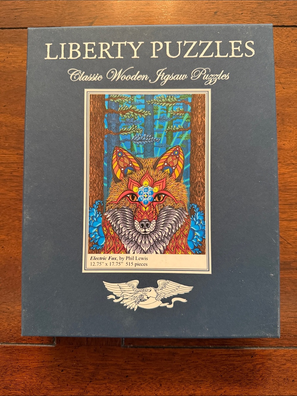 Liberty Puzzles Electric Fox Wooden Jigsaw Puzzle - Blue Box
